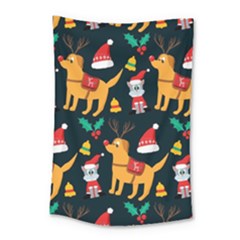 Funny Christmas Pattern Background Small Tapestry