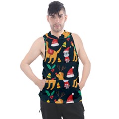 Funny Christmas Pattern Background Men s Sleeveless Hoodie