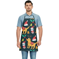 Funny Christmas Pattern Background Kitchen Apron by Uceng