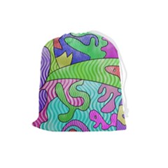 Colorful stylish design Drawstring Pouch (Large)