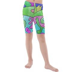 Colorful stylish design Kids  Mid Length Swim Shorts