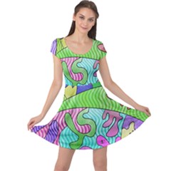 Colorful stylish design Cap Sleeve Dress