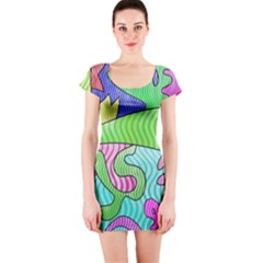 Colorful stylish design Short Sleeve Bodycon Dress