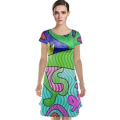 Colorful stylish design Cap Sleeve Nightdress