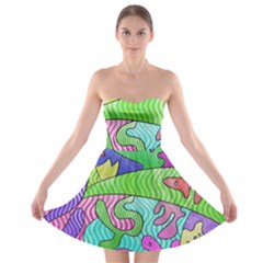 Colorful stylish design Strapless Bra Top Dress
