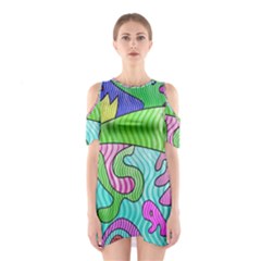 Colorful stylish design Shoulder Cutout One Piece Dress