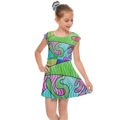 Colorful stylish design Kids  Cap Sleeve Dress