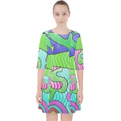 Colorful stylish design Quarter Sleeve Pocket Dress