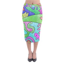 Colorful stylish design Velvet Midi Pencil Skirt