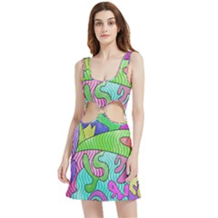 Colorful stylish design Velour Cutout Dress