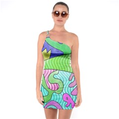 Colorful Stylish Design One Soulder Bodycon Dress by gasi