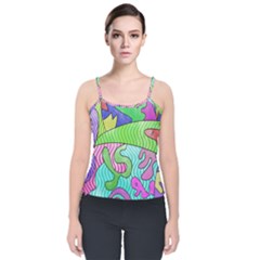 Colorful stylish design Velvet Spaghetti Strap Top