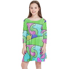 Colorful stylish design Kids  Quarter Sleeve Skater Dress