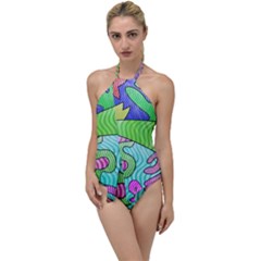 Colorful stylish design Go with the Flow One Piece Swimsuit