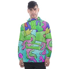 Colorful stylish design Men s Front Pocket Pullover Windbreaker