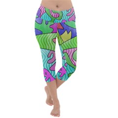 Colorful stylish design Lightweight Velour Capri Yoga Leggings