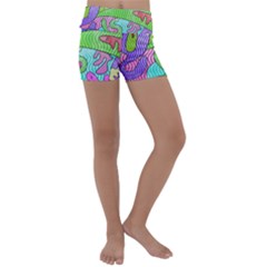 Colorful Stylish Design Kids  Lightweight Velour Yoga Shorts by gasi