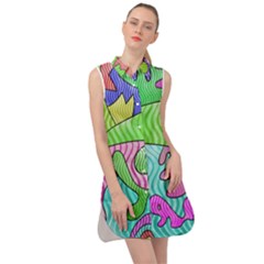 Colorful stylish design Sleeveless Shirt Dress