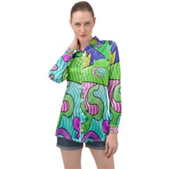 Colorful stylish design Long Sleeve Satin Shirt