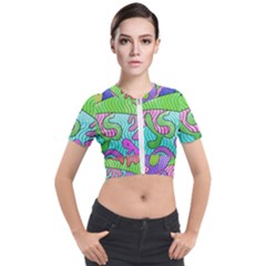 Colorful stylish design Short Sleeve Cropped Jacket