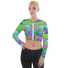 Colorful stylish design Long Sleeve Cropped Velvet Jacket