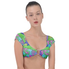 Colorful stylish design Cap Sleeve Ring Bikini Top