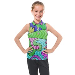 Colorful stylish design Kids  Sleeveless Polo Tee