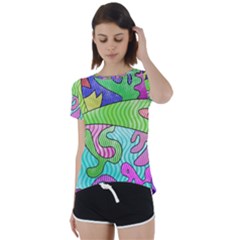 Colorful stylish design Short Sleeve Open Back Tee