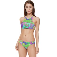 Colorful stylish design Banded Triangle Bikini Set