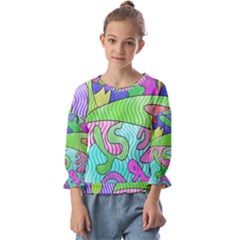 Colorful stylish design Kids  Cuff Sleeve Top