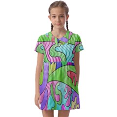 Colorful stylish design Kids  Asymmetric Collar Dress