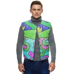 Colorful stylish design Men s Short Button Up Puffer Vest	