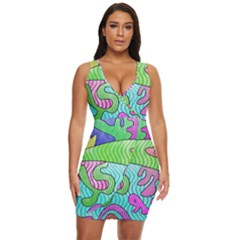 Colorful stylish design Draped Bodycon Dress