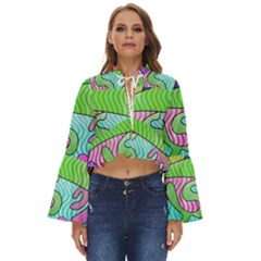 Colorful stylish design Boho Long Bell Sleeve Top