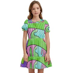 Colorful stylish design Kids  Puff Sleeved Dress