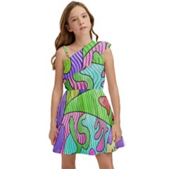 Colorful stylish design Kids  One Shoulder Party Dress