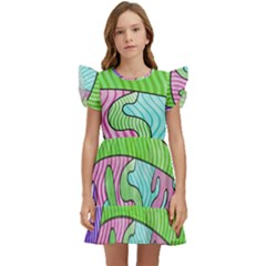 Colorful stylish design Kids  Winged Sleeve Dress