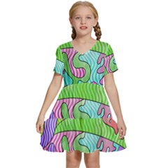 Colorful stylish design Kids  Short Sleeve Tiered Mini Dress