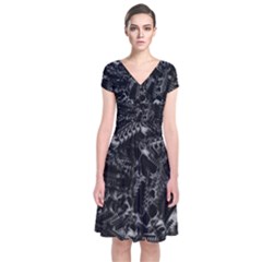Xeno Frenzy Short Sleeve Front Wrap Dress by MRNStudios
