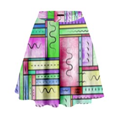 Colorful Pattern High Waist Skirt