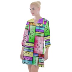 Colorful Pattern Open Neck Shift Dress by gasi