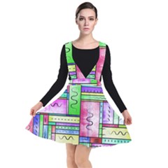 Colorful Pattern Plunge Pinafore Dress by gasi