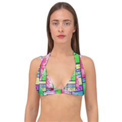 Colorful Pattern Double Strap Halter Bikini Top by gasi
