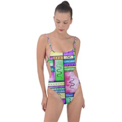 Colorful Pattern Tie Strap One Piece Swimsuit by gasi