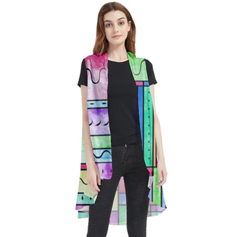 Colorful Pattern Sleeveless Chiffon Waistcoat Shirt by gasi