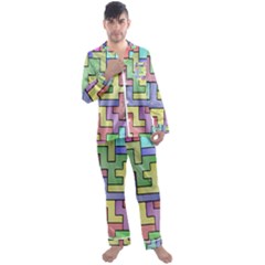 Colorful Stylish Design Men s Long Sleeve Satin Pajamas Set by gasi