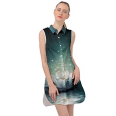 Sparkle Lotus Sleeveless Shirt Dress by Sparkle