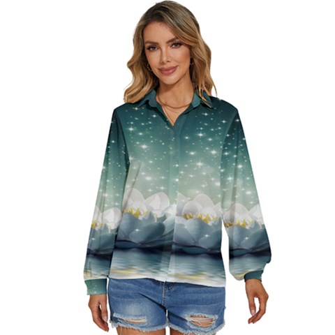 Sparkle Lotus Women s Long Sleeve Button Down Shirt by Sparkle