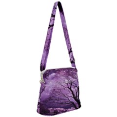 Violet Nature Zipper Messenger Bag by Sparkle