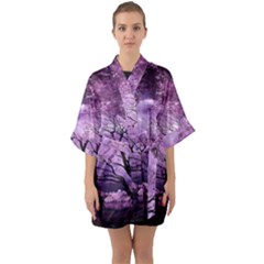 Violet Nature Half Sleeve Satin Kimono 